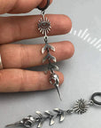 Boho mask pendant earrings in silver