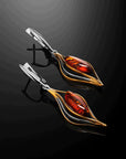 Silver Boho Fire Stone Earrings