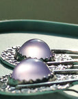 Boho earrings with purple stones in sterling silver