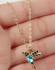 Enamel and Zirconia Hummingbird Necklace