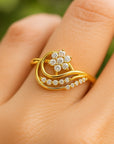 Crystal Flower Signature Gold Ring