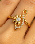 Crystal Blossom Signature Gold Ring