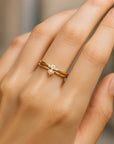 Pearl & Zirconia Layer gold Ring