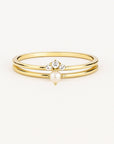 Pearl & Zirconia Layer gold Ring