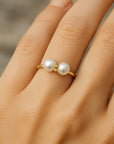 Double Pearl Fine Gold Ring