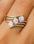 Three Tone Zirconia Orbit Ring