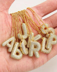 Bubble letter initial necklace set | Gold