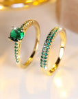 Serena Emerald Duo Ring Set | Gold