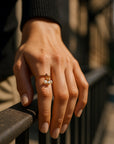 Dangle Pearl Lock Gold Ring