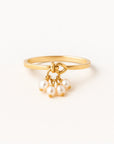 Dangle Pearl Lock Gold Ring