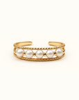 Adjustable Pearl Trail Braided Gold Ring