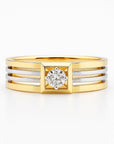 Inlaid Rounded Crystal Gold & Silver Ring