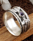 Bee Purple Gemstone Meditation Ring