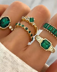 Zarina Exquisite Emerald Ring Set | Gold