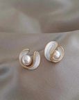 Luxury White Opal Earrings with Pearls in Gold