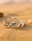 Ocean Wavy Silver Ring