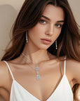 Pave letter initial necklace set | White Gold