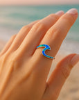 Opal Ocean Wavy Silver Ring