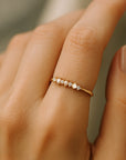 Zirconia & Pearl Trail Gold Ring