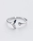 Dolphin Tail Ring in 925 Sterling Silver and Adjustable Zirconia