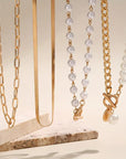 Vintage Pearl & Gold Snake Chain Necklace Set | Gold