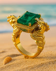 Emerald Seahorse Golden Ring
