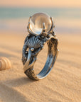 Shell Crystal Silver Ring