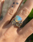 Leaf Geometric Opal Ring