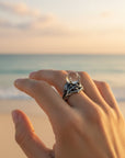Shell Crystal Silver Ring