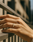 Triple Pearl Trail Gold Ring