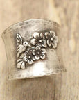 Bird Flower Wide Band Ring