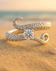 Silvered Zirconia Tentacles Ring