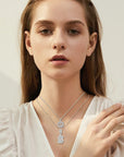 Pave letter initial necklace set | White Gold