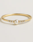 Singular Pearl Zirconia Gold Ring