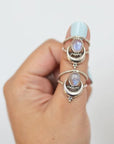 Oval Rainbow Moonstone Moon Phase Ring