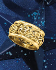Wide Byzantine Weave Gold Ring
