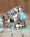 Turquoise Drop Openwork Ring