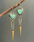 Green Resin Stone Boho Ethnic Earrings