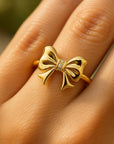 Golden Bow Crystal Ring