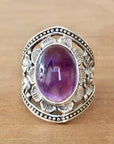 Purple Gemstone Flower Ring
