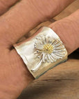 Blooming Daisy Wide Band Ring