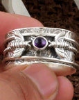Bee Purple Gemstone Meditation Ring