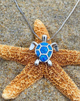 Sea Turtle Necklace + Earrings Set in Opal and Silver