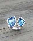 Double Crystal Silver Ring