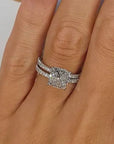 Bridal Cushion 2PC Ring Set | White Gold