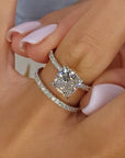 Bridal Cushion 2PC Ring Set | White Gold