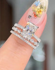 Jaily 3PC Wedding Ring Set | White Gold