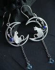 Blue Zirconia Cat Boho Earrings in Sterling Silver