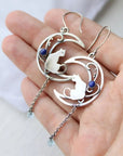 Blue Zirconia Cat Boho Earrings in Sterling Silver