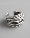 Silver Adjustable Layered Ring